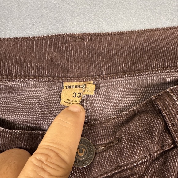 PANTS CORDUROY STRAIGHT True Religion MEN 33 GENO Relaxed Flap BROWN - Picture 6 of 11